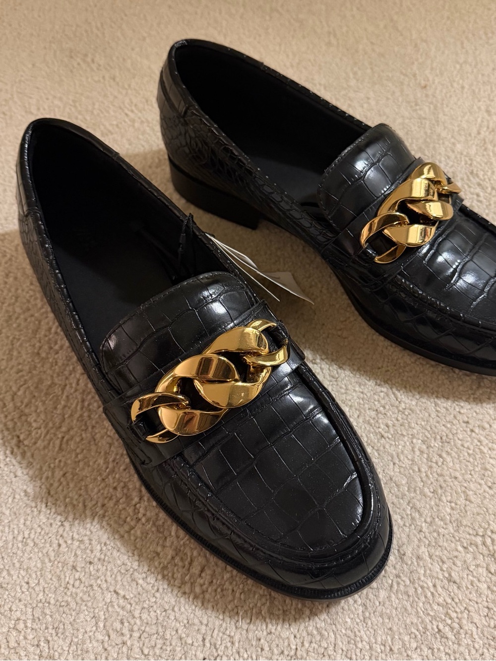 NWT ZARA Chain Embossed Loafers